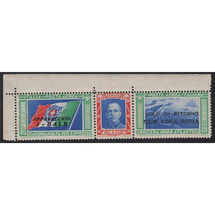 ITALY KINGDOM 1933 Return Flight New York - Rome MNH** ©