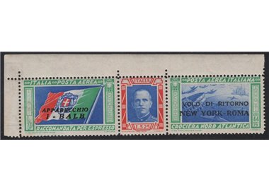 ITALIA REGNO 1933 Volo di Ritorno New York - Roma MNH** ©