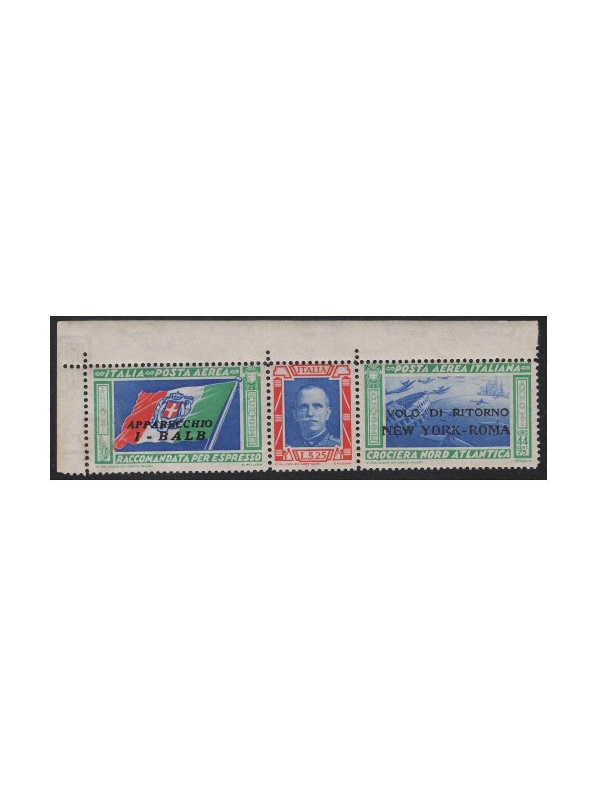 ITALY KINGDOM 1933 Return Flight New York - Rome MNH** ©