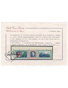 ITALIA REGNO 1933 Volo di Ritorno New York - Roma MNH** ©