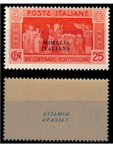 ITALIAN SOMALIA 1929 Variety 25c Montecassino (Decal) MNH**