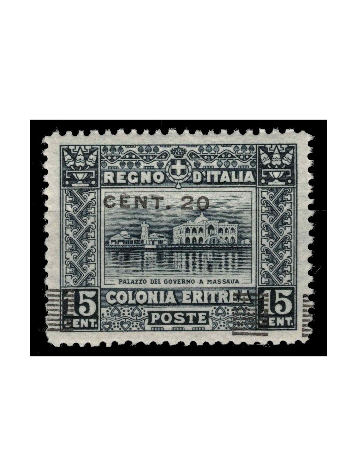 ERITREA 1916 Varietà 20c Pittorica (dent. fort. spostata) MNH*