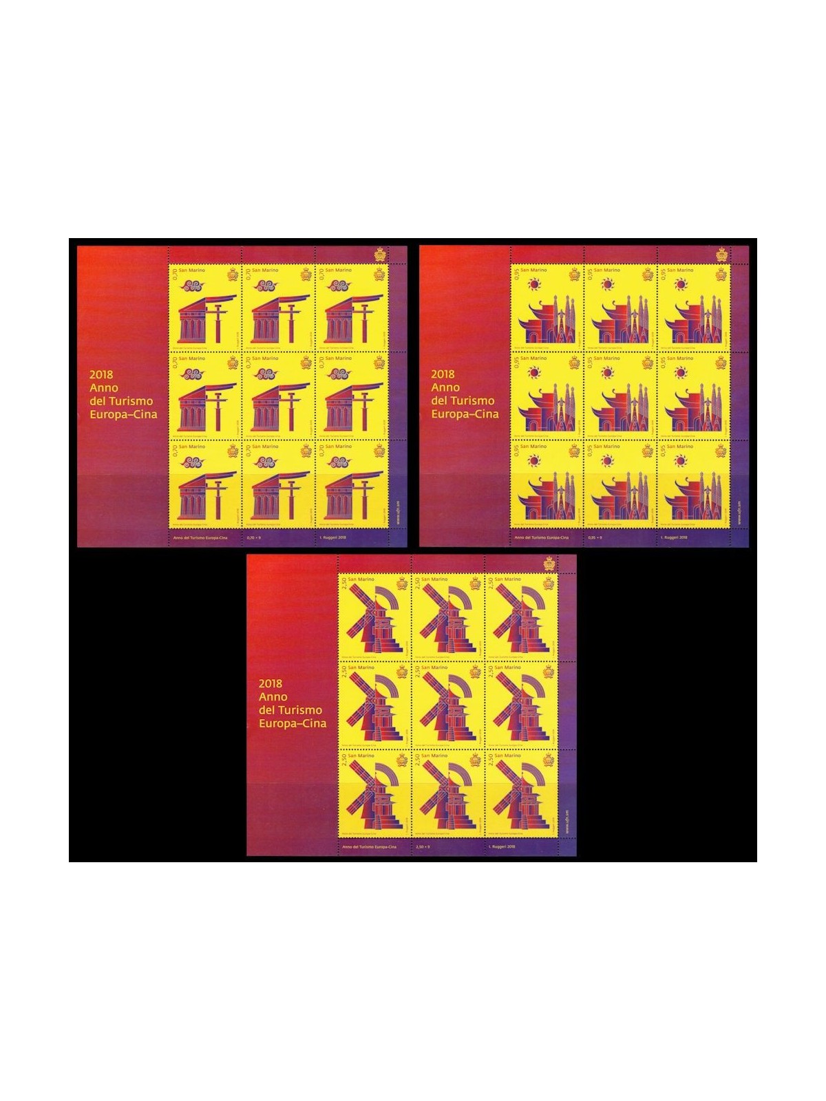 SAN MARINO 2018 Year of Tourism Europe - China 3 m/s MNH**