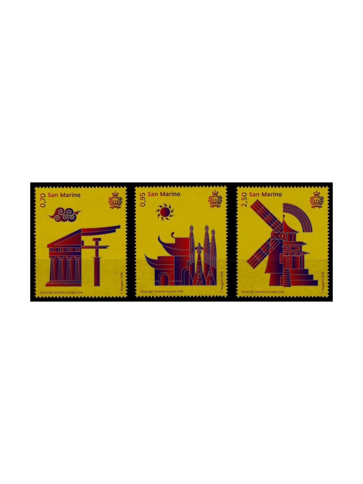 SAN MARINO 2018 Anno del Turismo Europa - Cina 3v MNH**