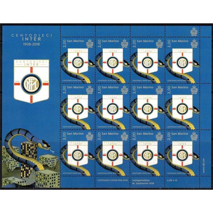 SAN MARINO 2018 One Hundred and Ten Inter m/s MNH**