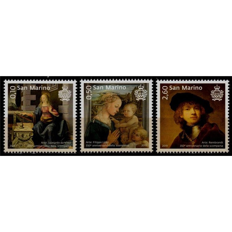 SAN MARINO 2019 Arte (da Vinci, Rembrandt, Lippi) 3v MNH**