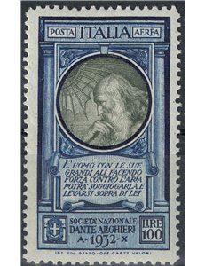 ITALY KINGDOM 1932 Dante Alighieri 100£ MH*