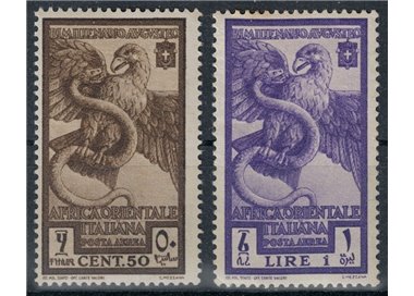 AFRICA ORIENTALE ITALIANA 1938 Bimillenario Augusto (posta aerea) 2v MH*