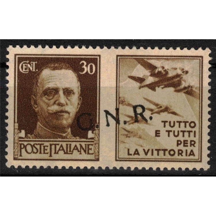 ITALY RSI 1944 War Propaganda 30c variety (oblique overlay) MNH** ©