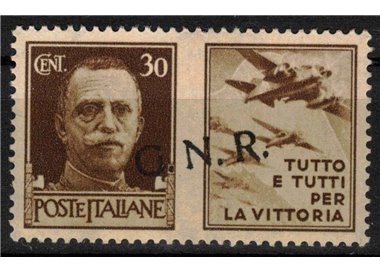 ITALY RSI 1944 War Propaganda 30c variety (oblique overlay) MNH** ©