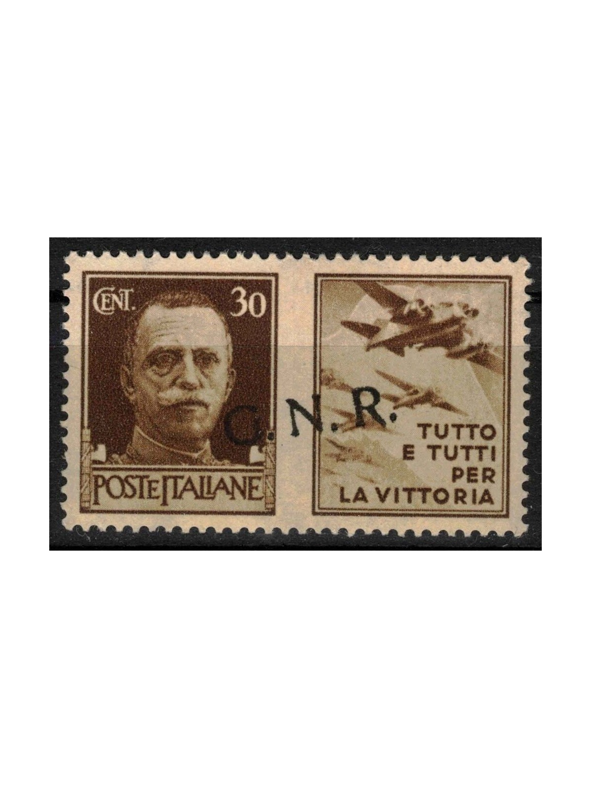 ITALIA RSI 1944 Propaganda di guerra 30c varietà (soprast. obliqua) MNH** ©