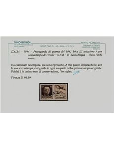 ITALIA RSI 1944 Propaganda di guerra 30c varietà (soprast. obliqua) MNH** ©