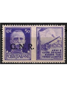 ITALIA RSI 1944 Propaganda di guerra 50c varietà (soprast. in nero) MNH** ©