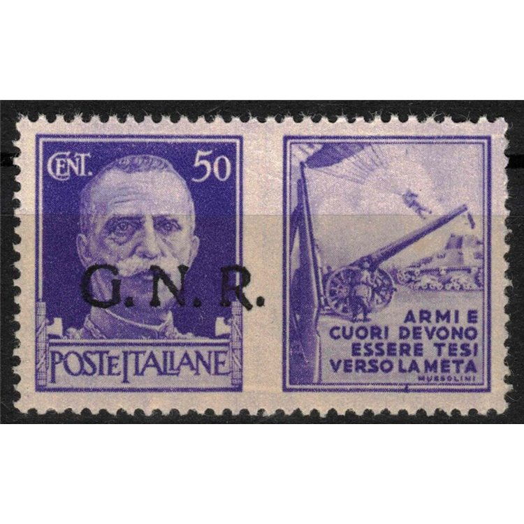 ITALY RSI 1944 War Propaganda 50c variety (black overlay) MNH** ©