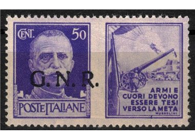 ITALY RSI 1944 War Propaganda 50c variety (black overlay) MNH** ©