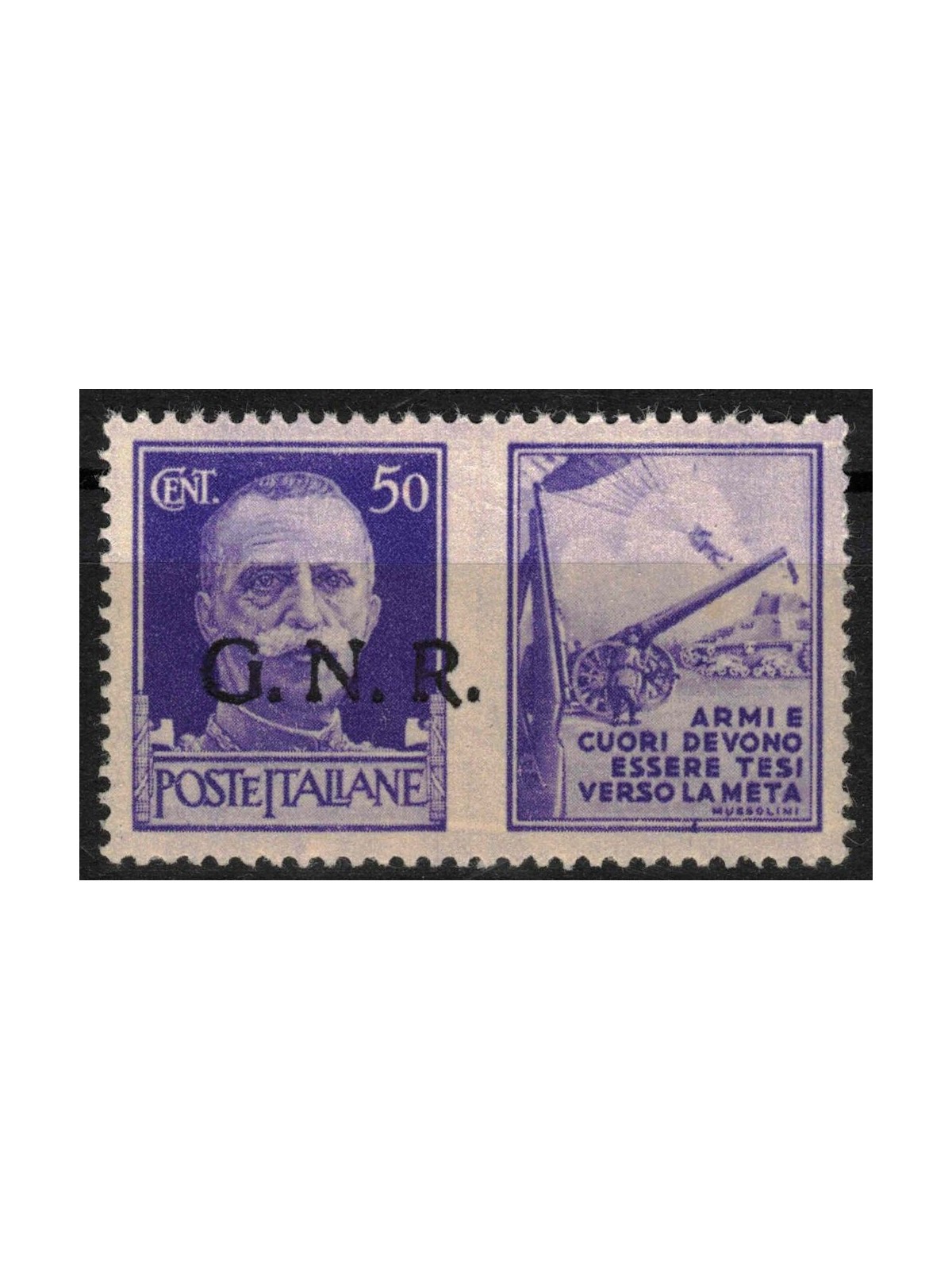 ITALY RSI 1944 War Propaganda 50c variety (black overlay) MNH** ©