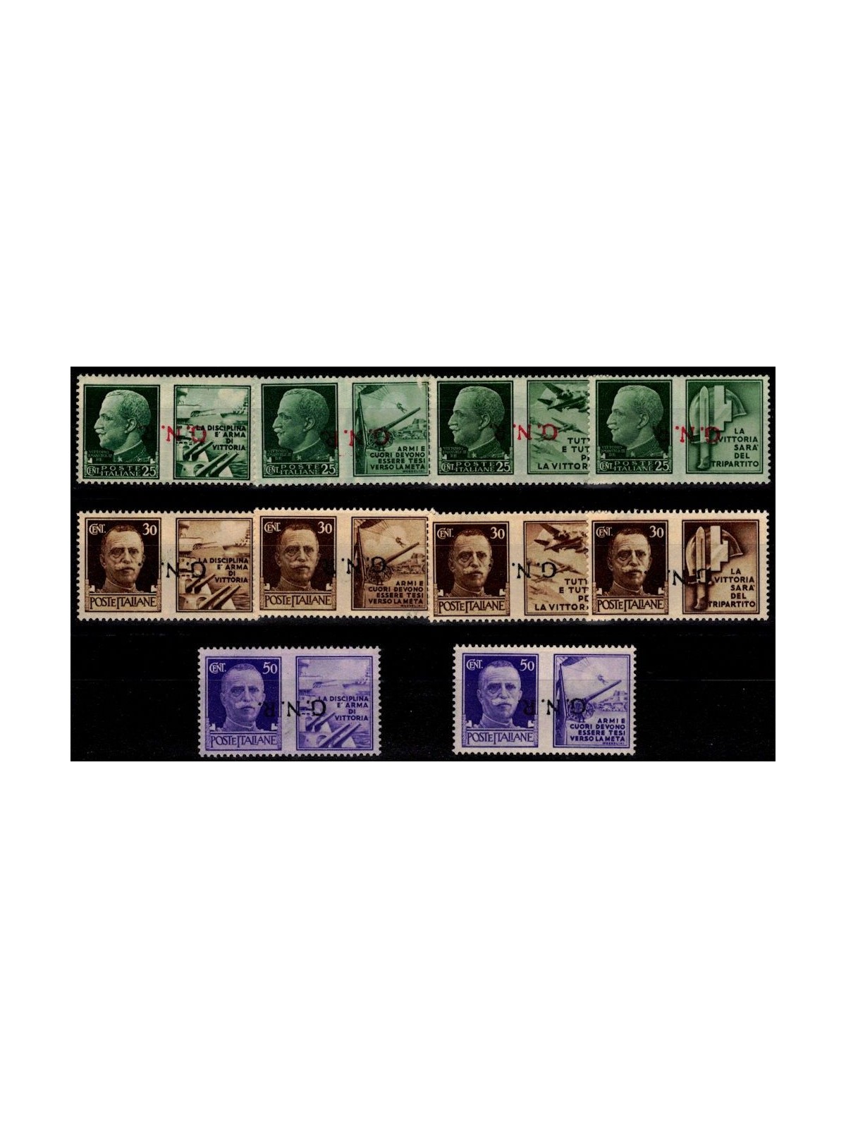 ITALY RSI 1944 War propaganda GNR (upside down) 10v MNH** ©