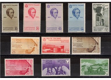 ITALY KINGDOM 1935 Centenary Bellini 11v MNH** ©