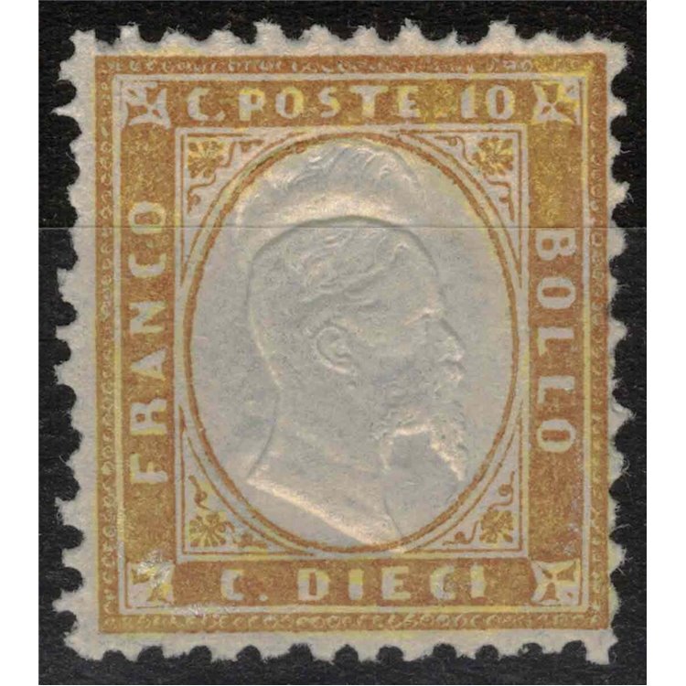 ITALIA REGNO 1862 10c bistro MNH** ©