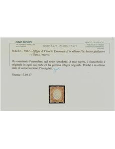 ITALIA REGNO 1862 10c bistro MNH** ©
