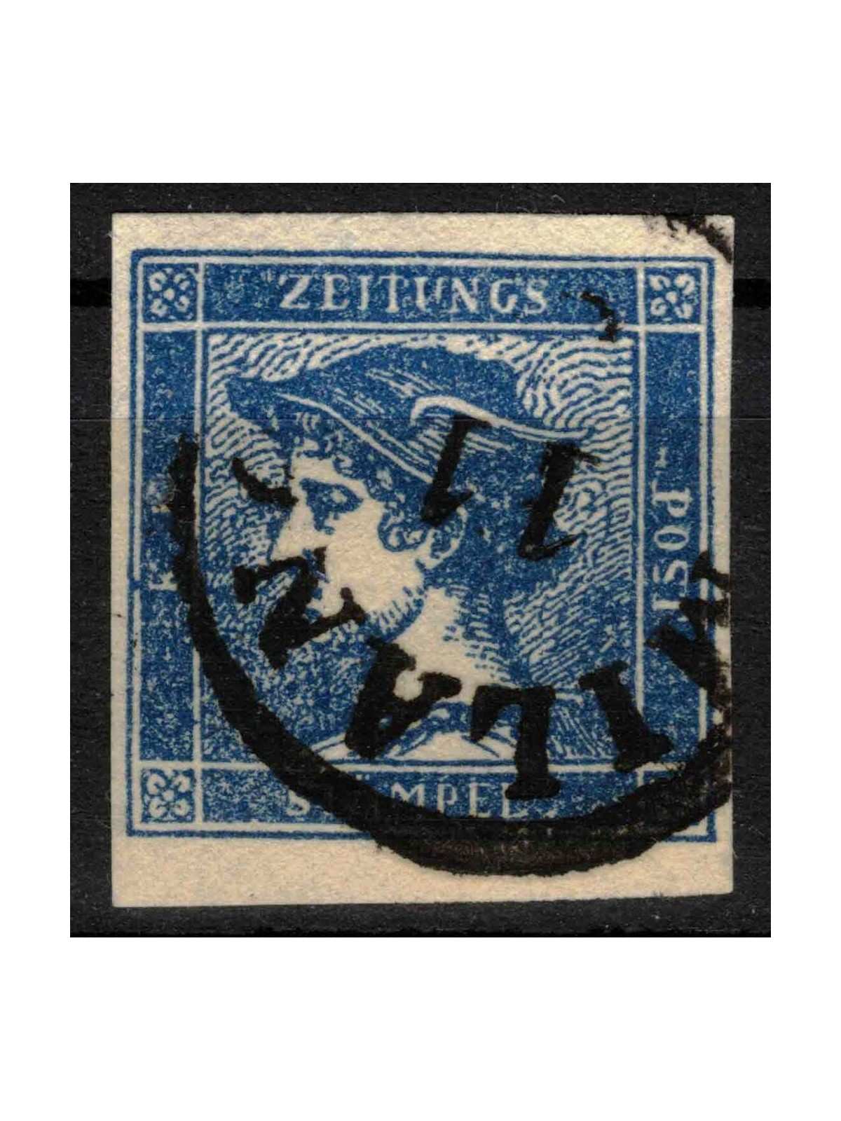 REGNO LOMBARDO VENETO 1851 (Giornali) 3c azzurro 1° tipo us ©