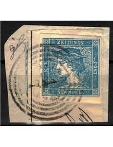 LOMBARDY-VENETIAN KINGDOM 1855 (Newspapers) 3c blue 3rd type us ©
