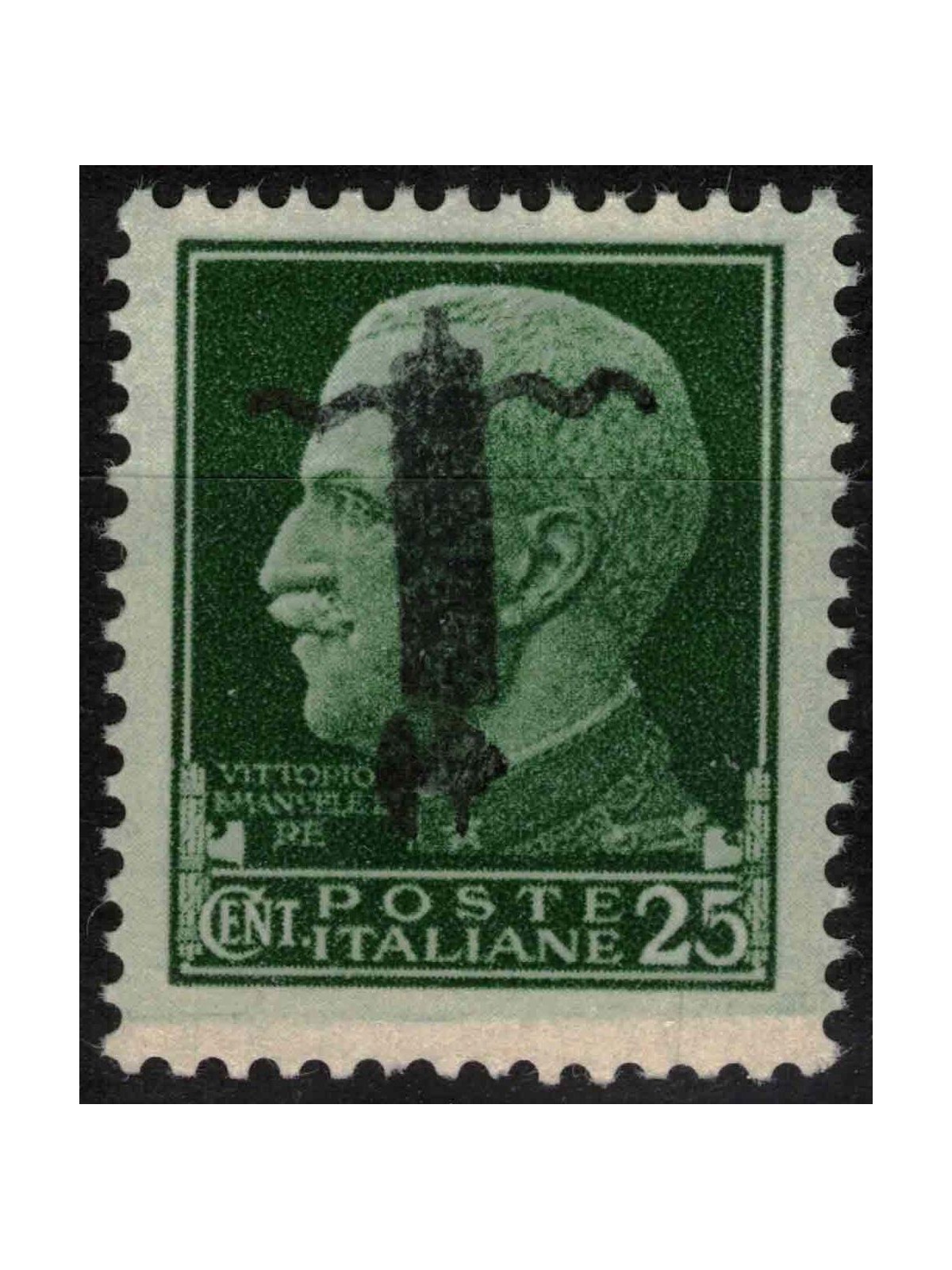 ITALY RSI 1944 Variety 25c Imperial (color error overlay upside down) MNH** ©