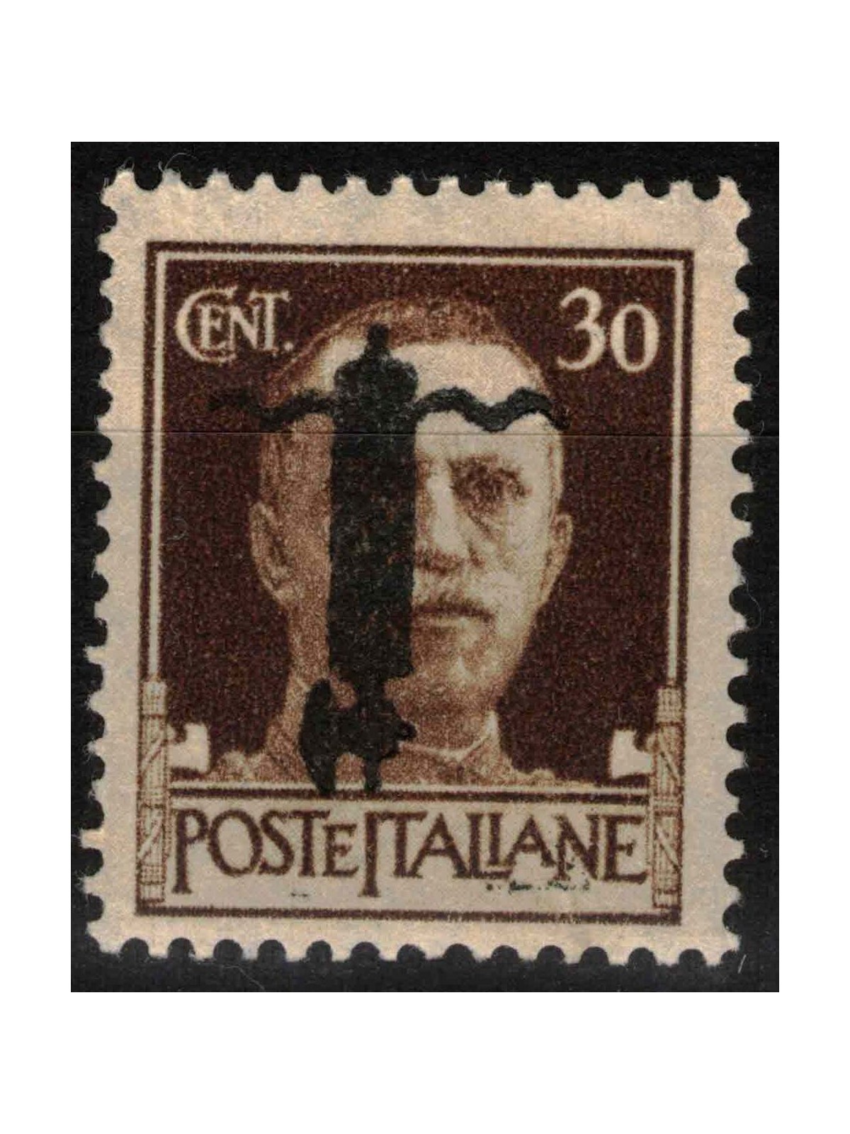 ITALY RSI 1944 Variety 30c Imperial (black overlay upside down) MNH** ©