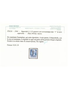 ITALIA RSI 1944 Varietà 1,25₤ Imperiale (errore colore soprast. capovolta) MNH** ©