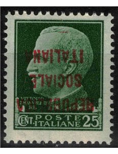 ITALY RSI 1944 Variety 25c Imperial (exchange overprint upside down) MNH** ©