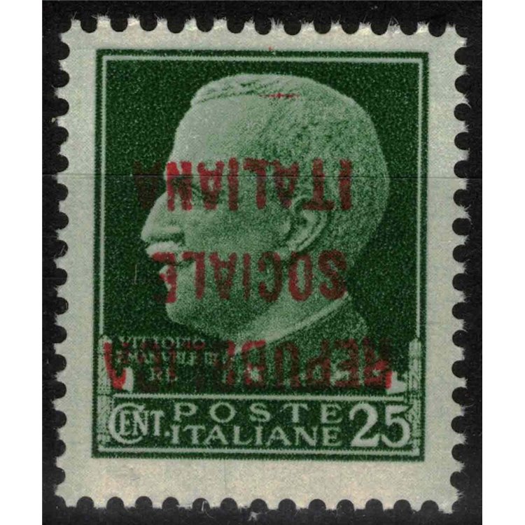 ITALIA RSI 1944 Varietà 25c Imperiale (scambi soprast. capovolta) MNH** ©
