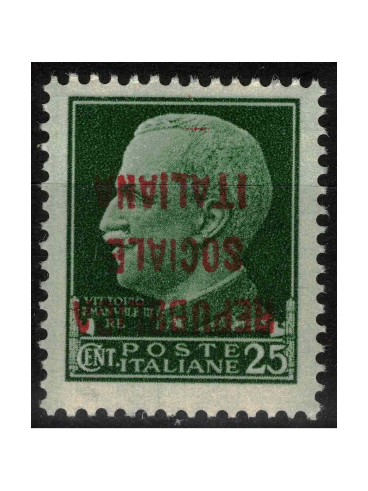 ITALY RSI 1944 Variety 25c Imperial (exchange overprint upside down) MNH** ©