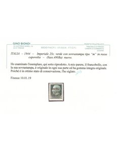 ITALIA RSI 1944 Varietà 25c Imperiale (scambi soprast. capovolta) MNH** ©