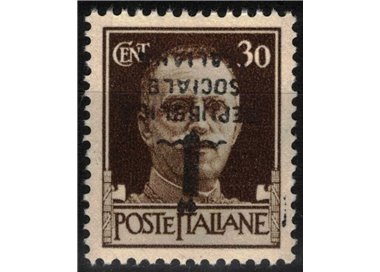 ITALY RSI 1944 Variety 30c Imperial (black overlay inverted text + fasces) MNH** ©