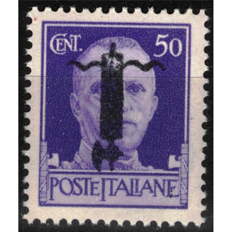 ITALY RSI 1944 Variety 50c Imperial (overlay inverted black bundle) MNH** ©