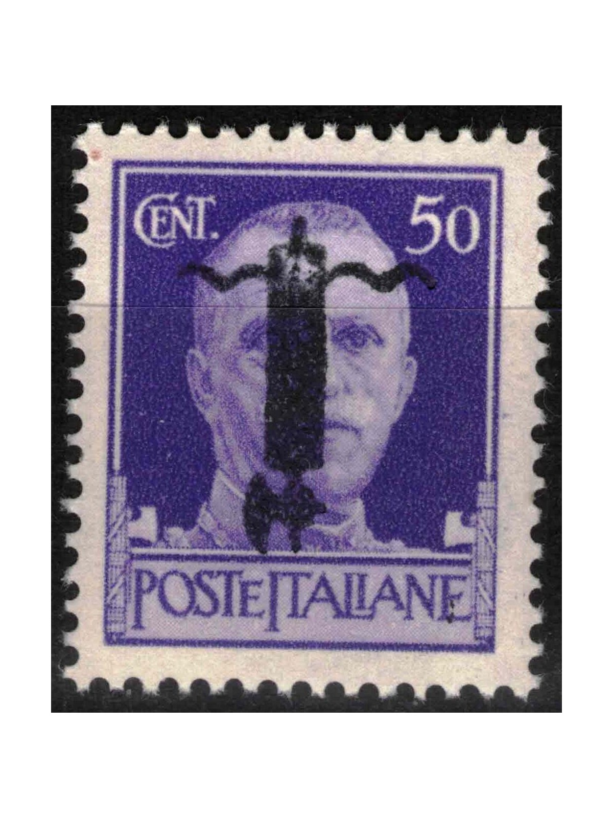 ITALY RSI 1944 Variety 50c Imperial (overlay inverted black bundle) MNH** ©