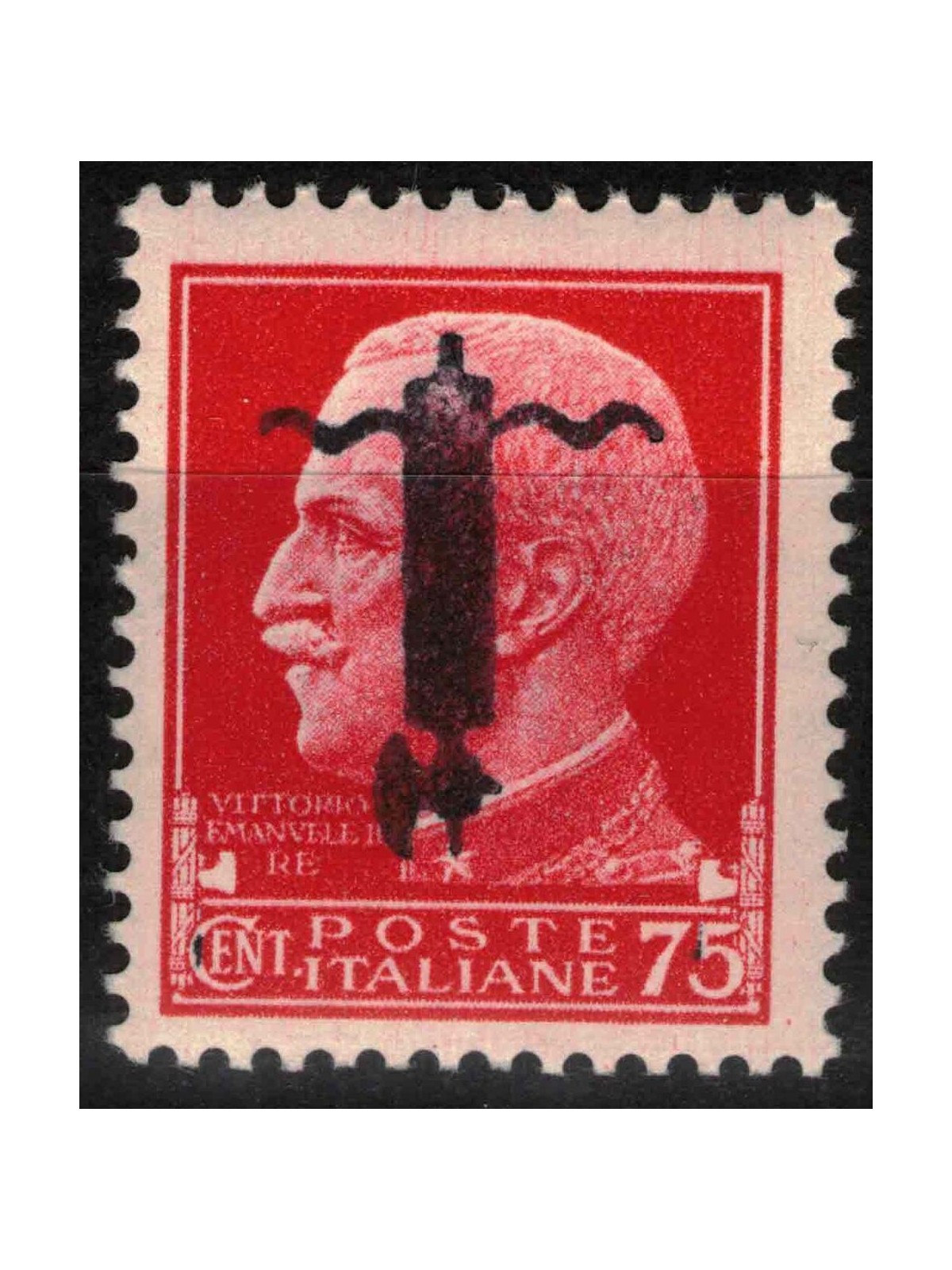 ITALIA RSI 1944 Varietà 75c Imperiale (soprast. capovolta fascio nero) MNH** ©