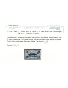 ITALIA 1951 Salone dell'automobile (Saggio) MNH** ©