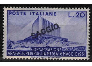 ITALIA 1951 Ara Pacis (Saggio) MNH** ©