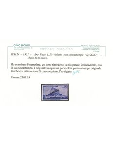 ITALIA 1951 Ara Pacis (Saggio) MNH** ©