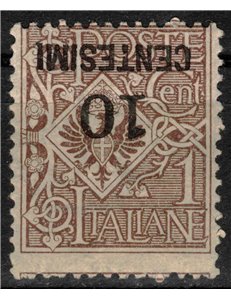 ITALY KINGDOM 1923-27 Variety 10c on 1 (reverse overprint) MNH**