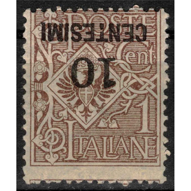 ITALIA REGNO 1923-27 Varietà 10c su 1 (soprastampa capovolta) MNH**