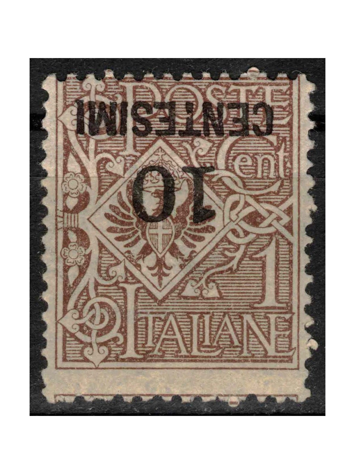 ITALY KINGDOM 1923-27 Variety 10c on 1 (reverse overprint) MNH**