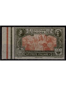 ITALIA REGNO 1923 Varietà 20c Propaganda Fide (Ritocco) MNH**