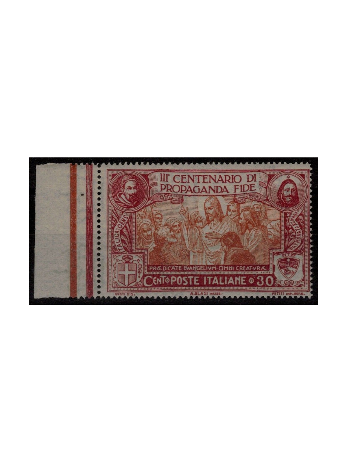 ITALY KINGDOM 1923 Variety 30c Propaganda Fide (Retouching) MNH**