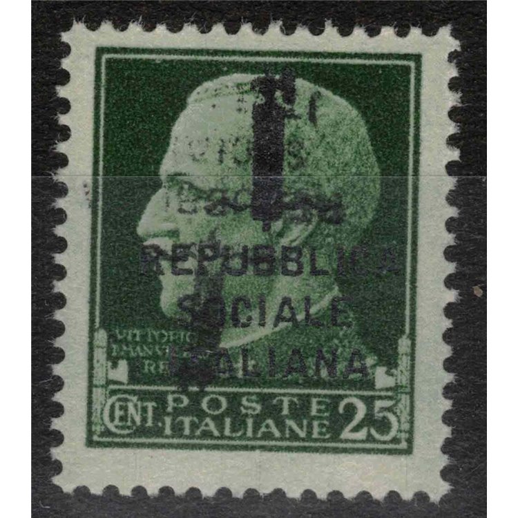 ITALY RSI 1944 Variety 25c Imperial (double inverted overprint) MNH**