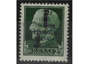 ITALIA RSI 1944 Varietà 25c Imperiale (doppia soprastampa capovolta) MNH**