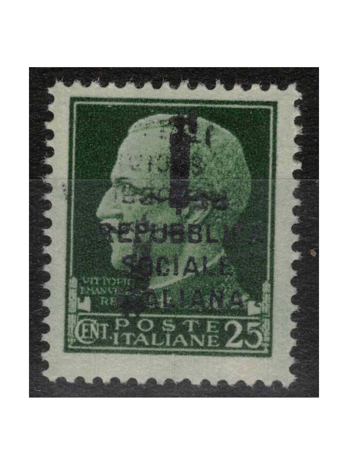 ITALIA RSI 1944 Varietà 25c Imperiale (doppia soprastampa capovolta) MNH**