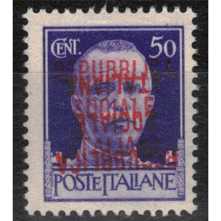 ITALY RSI 1944 Variety 50c Imperial (double inverted overprint) MNH**