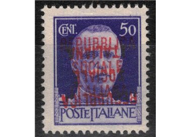 ITALY RSI 1944 Variety 50c Imperial (double inverted overprint) MNH**